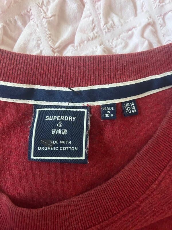 Superdry Superdry Red Organic Cotton Crew Neck T-Shirt UK 14