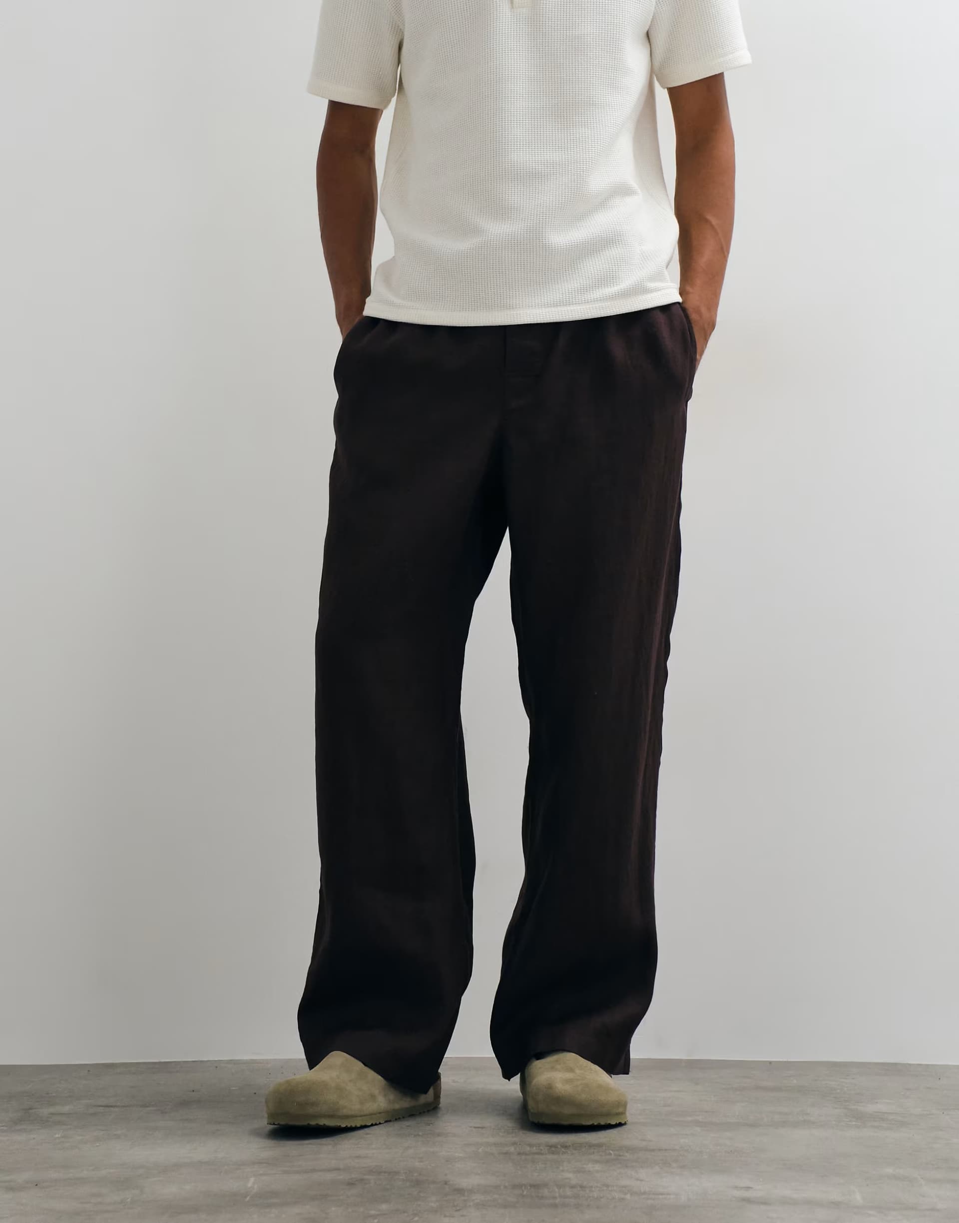 ASOS ARKET pure linen trouser in chcocolate brown