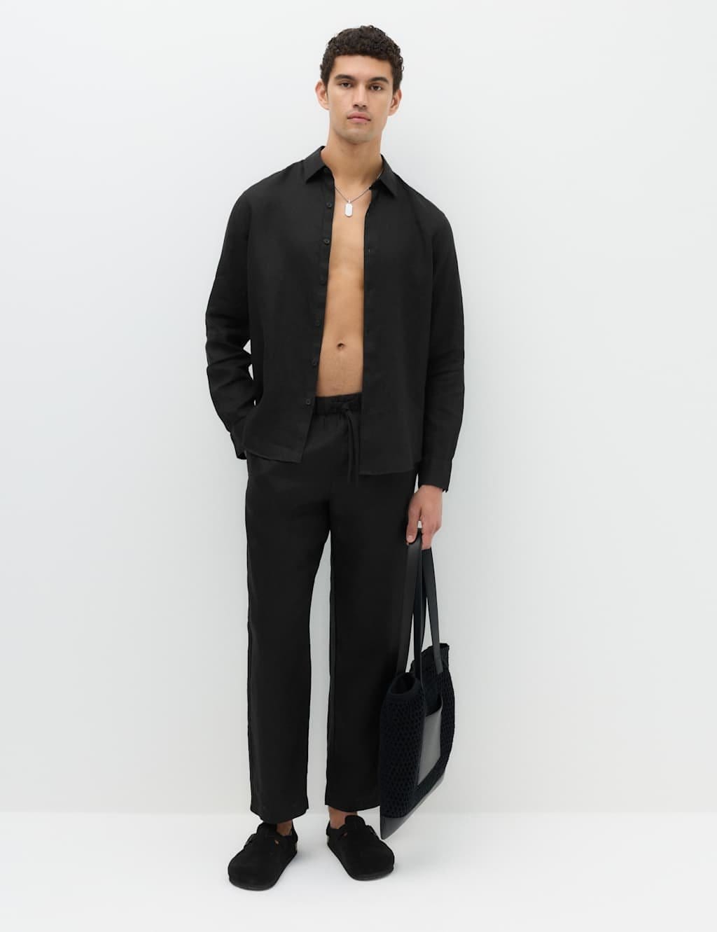 Marks & Spencer M&S Regular Fit Pure Linen Shirt Black - 1