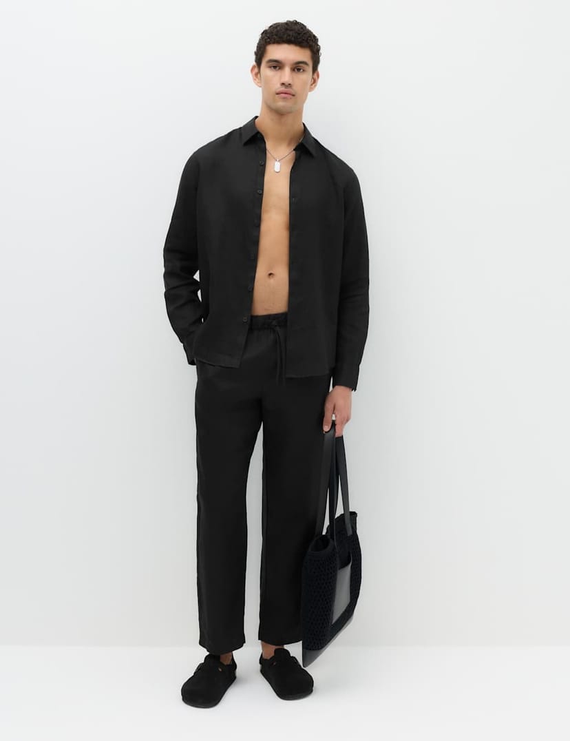 Marks & Spencer M&S Regular Fit Pure Linen Shirt Black - 1
