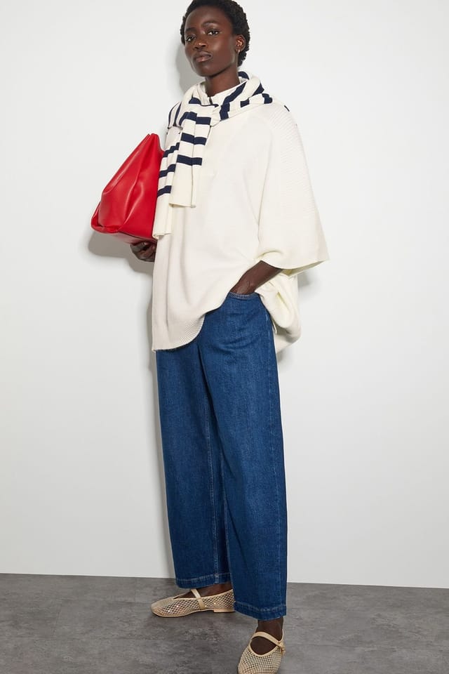 Monsoon Monsoon Women's Half Zip Knit Poncho Cream - 2