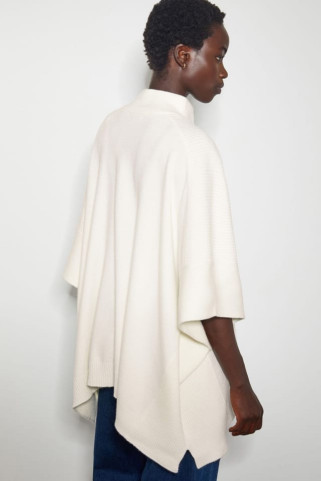 Monsoon Monsoon Women's Half Zip Knit Poncho Cream - 3