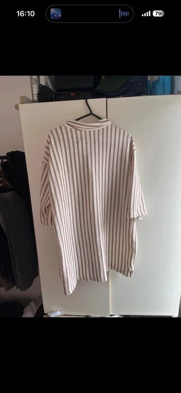 Bershka Bershka summer striped button shirt L white oversized