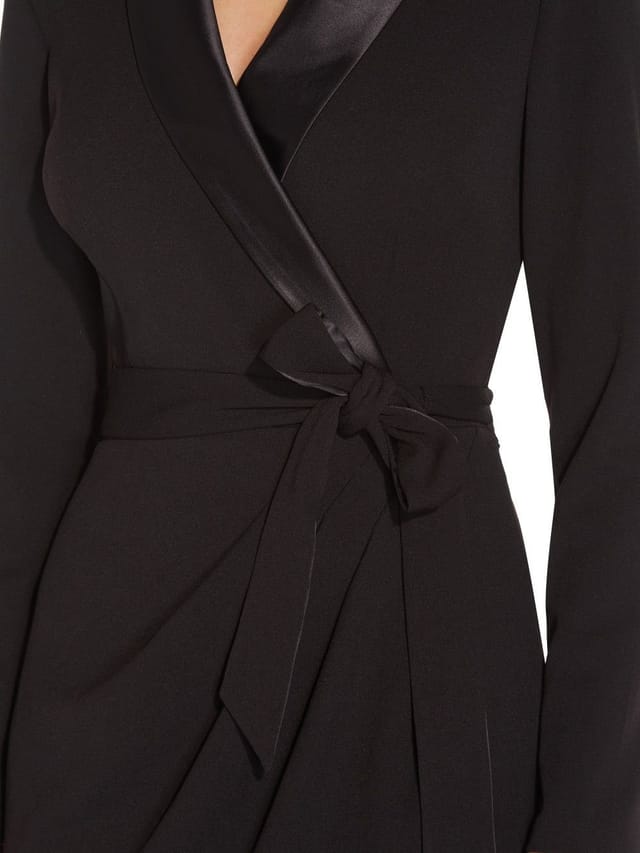 Adrianna Papell Adrianna Papell Women's Knit Crepe Tuxedo Wrap Dress in Black - 2