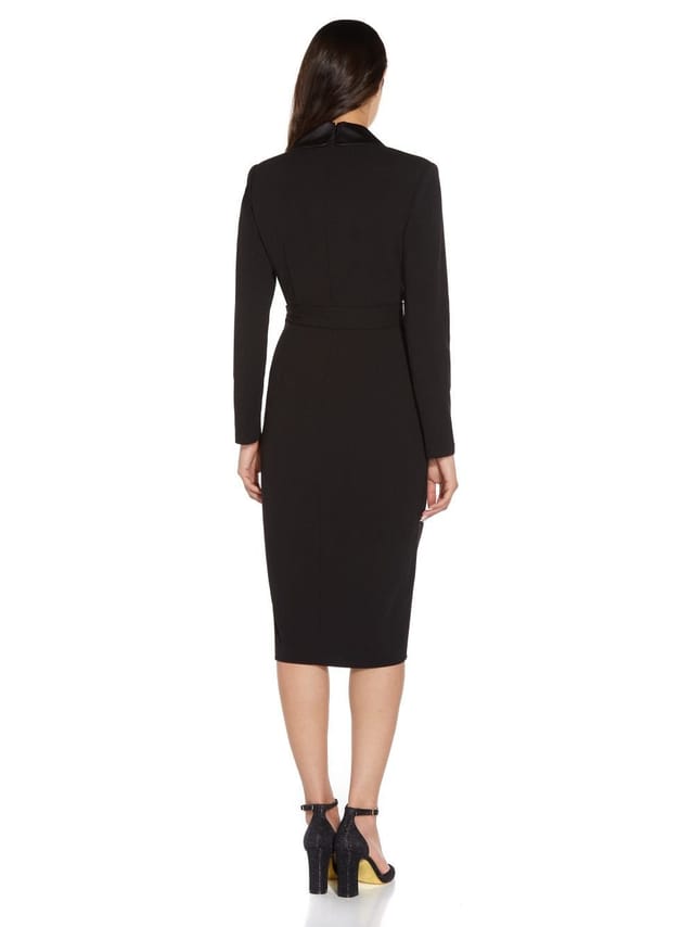 Adrianna Papell Adrianna Papell Women's Knit Crepe Tuxedo Wrap Dress in Black - 3