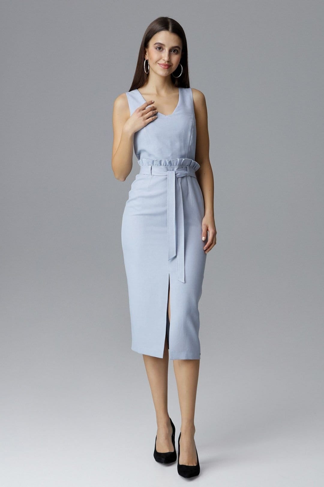 Love Lace Blue Sleeveless Cocktail Dress with Ruffle Waist