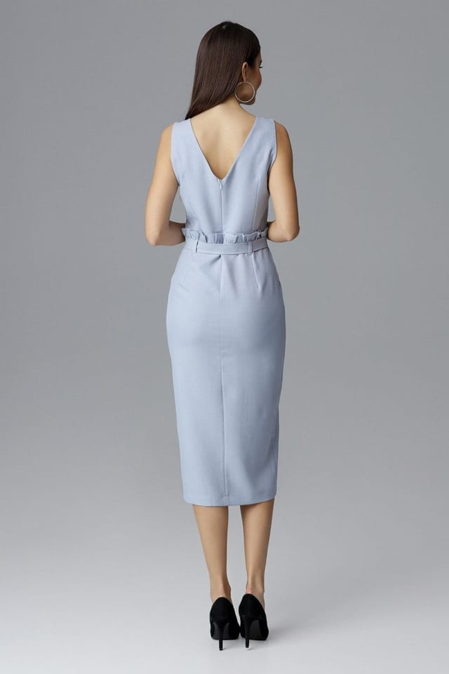 Love Lace Love Lace Women's Cocktail Fitted Sleeveless Dress Ruffle Waist in Blue - 2