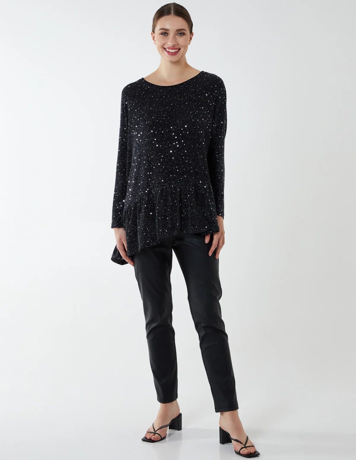 Blue Vanilla Asymmetric Hem Batwing Oversized Top