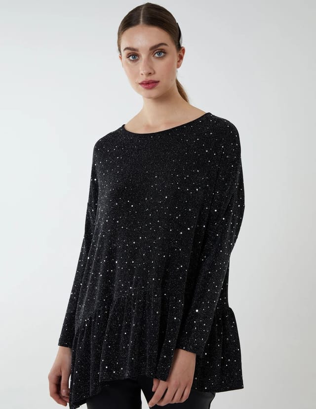 Blue Vanilla Asymmetric Hem Batwing Oversized Top - 2