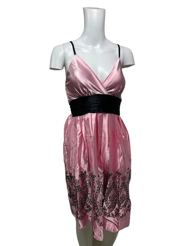 Handmade Women's Satin Slip Dress Size XS 6-8 Candy Pink Handmade Ruffle Back NEW EU34