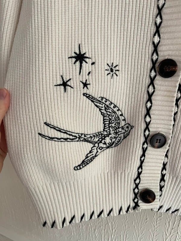 Never Fully Dressed Never fully dressed Cream rib knit Tattoo Cardigan size M