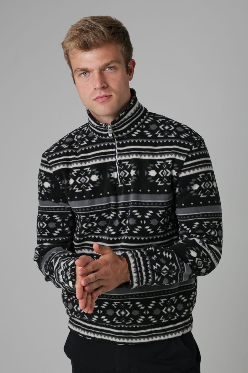 Nordam Nordam Men's Quarter Zip Funnel Neck Polar Fleece in Black