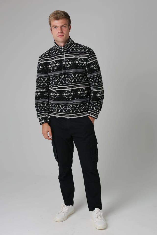 Nordam Nordam Men's Quarter Zip Funnel Neck Polar Fleece in Black - 3