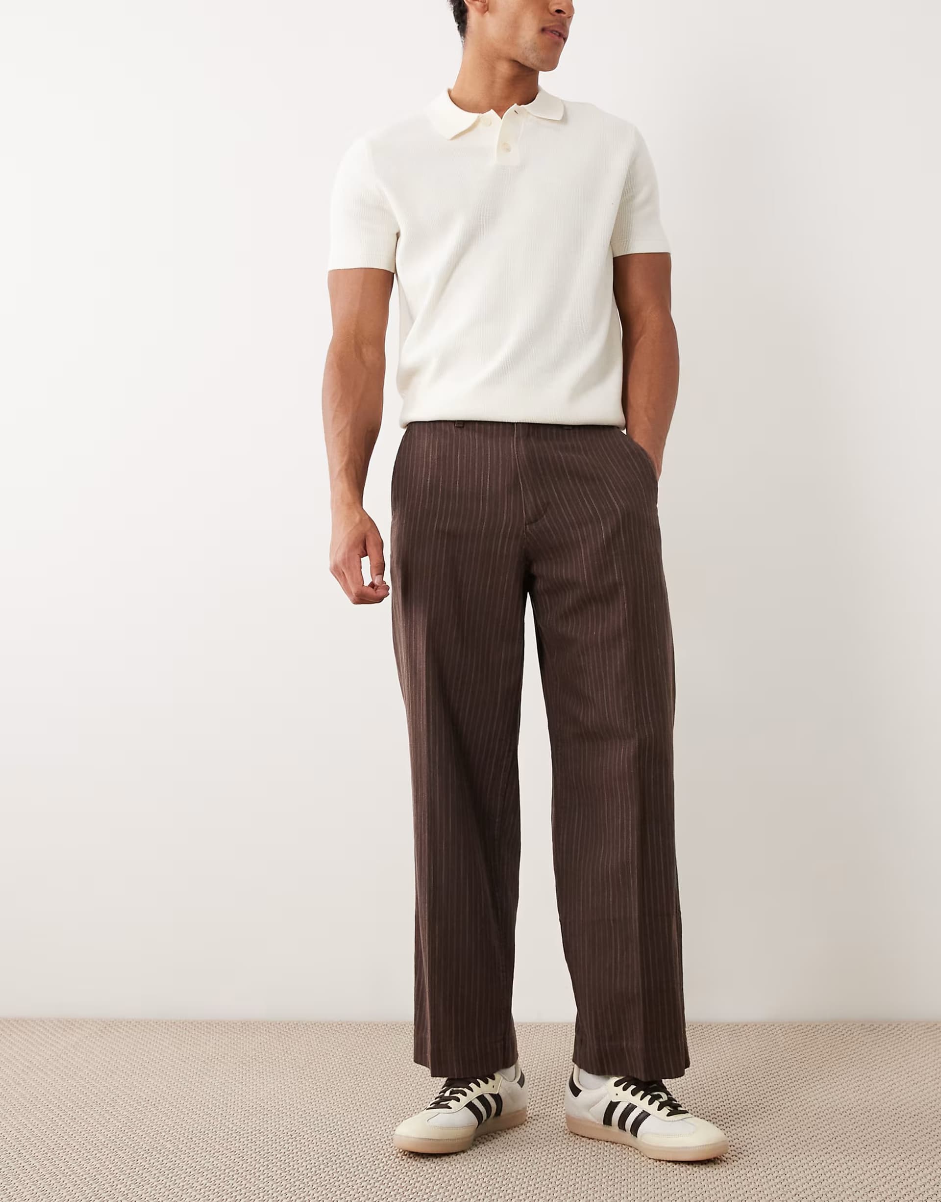 ASOS Abercrombie & Fitch baggy pull on trousers in brown stripe