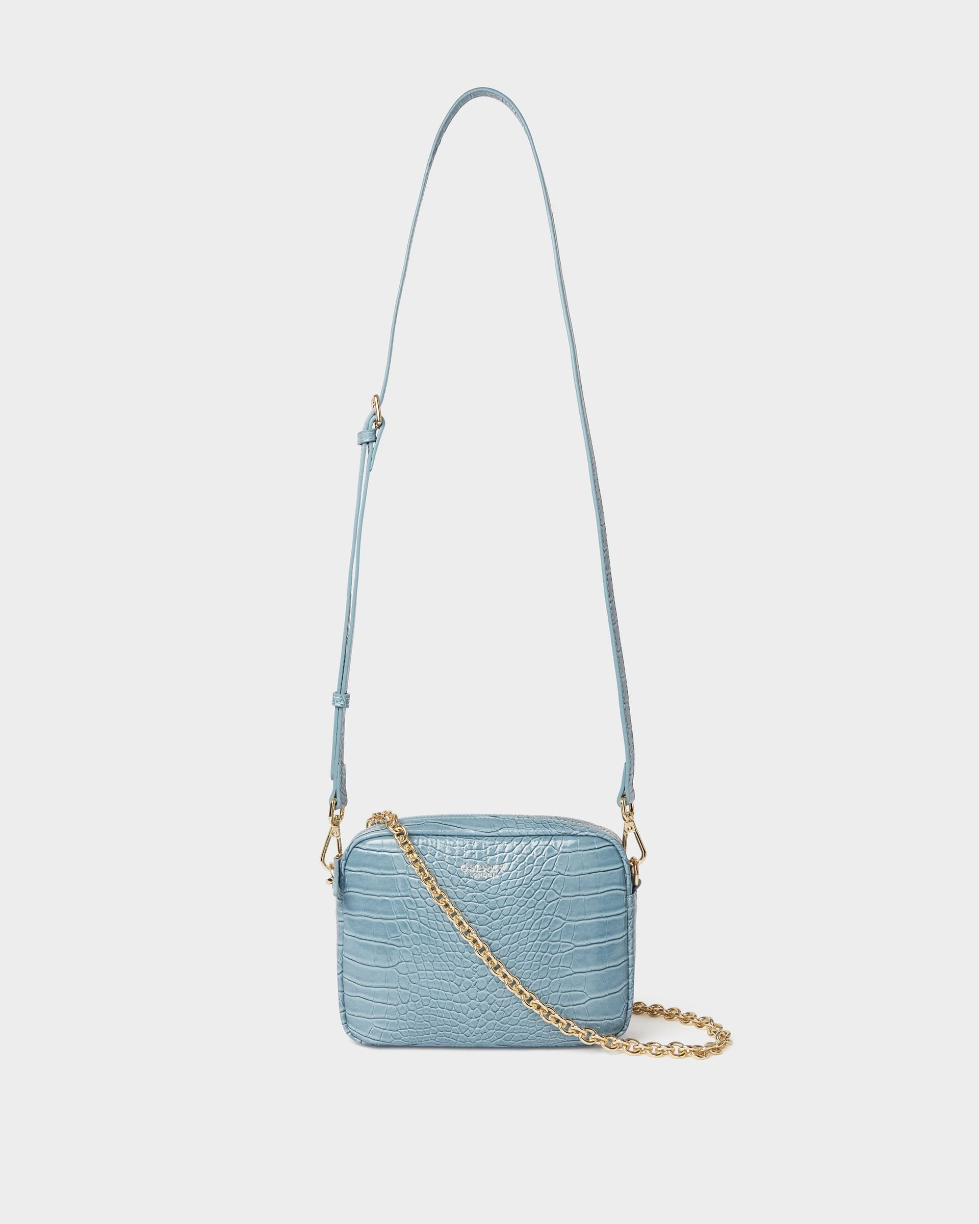 OSPREY LONDON OSPREY LONDON Pale Blue Faux Leather Crossbody Bag