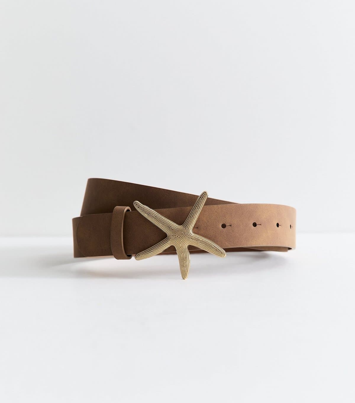 New Look Brown Faux Suede Starfish Buckle Belt New Look