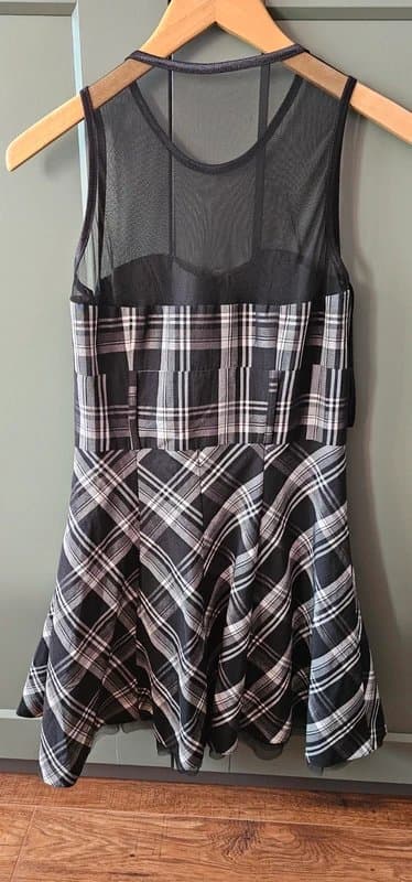 Jane Norman Jane Norman Black Check Mesh Dress – UK 14 (Fits 10–12), Never Worn
