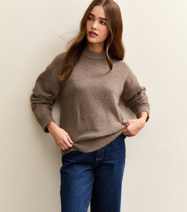 New Look Women's Mink Crew Neck Oversized Textured Knit Jumper New Look - 2