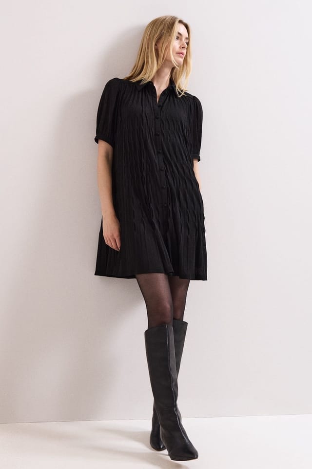 Phase Eight Phase Eight Women's Pleated Button-Front Shirt Dress in Black - 3
