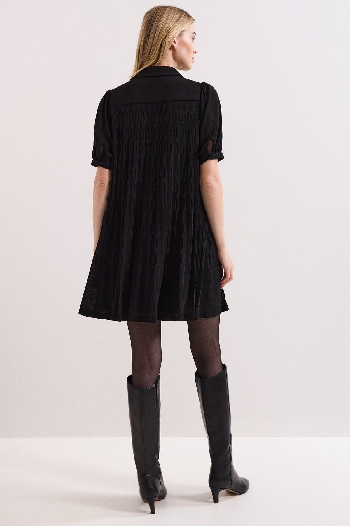 Phase Eight Phase Eight Women's Pleated Button-Front Shirt Dress in Black - 4