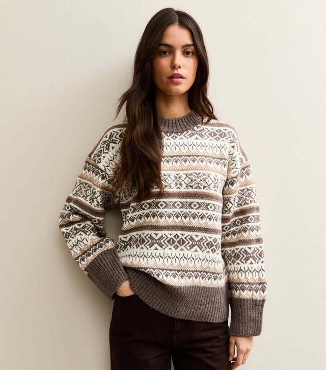 New Look Women's Cream Fairisle Wide Sleeve Jumper New Look - 2