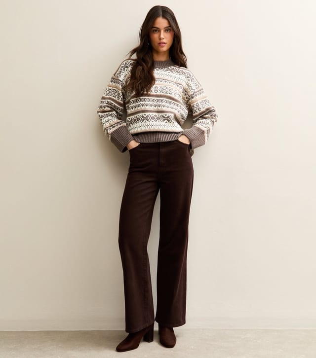 New Look Women's Cream Fairisle Wide Sleeve Jumper New Look - 3