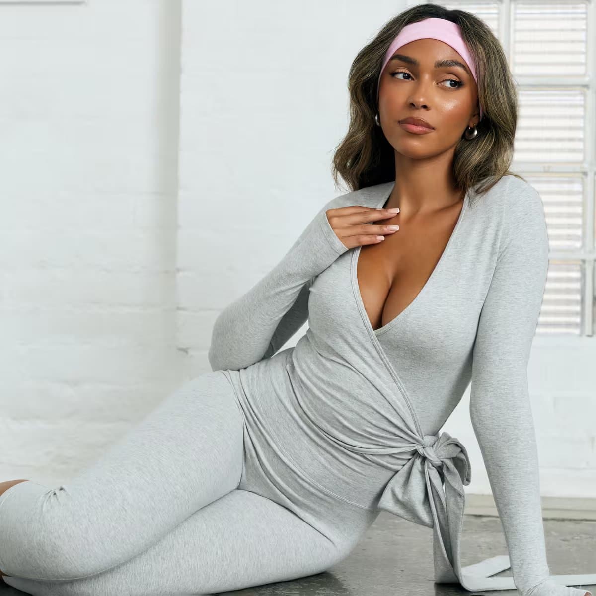 EGO Long Sleeve Wrap Front Cardigan In Light Grey Marl, Women's Size UK 6
