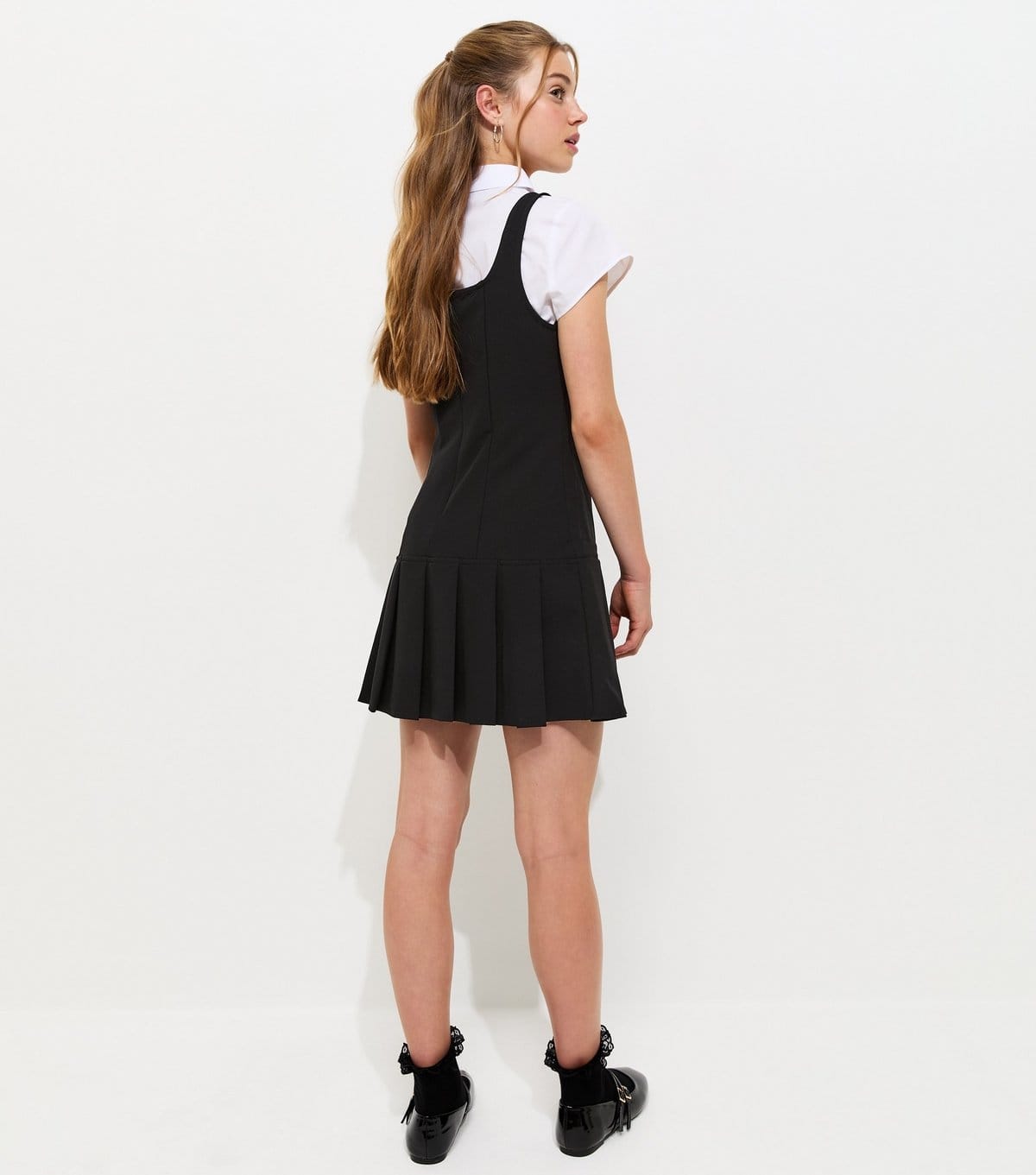 New Look Girls' Black Belted Dropwaist Pleated School Dress New Look - 4