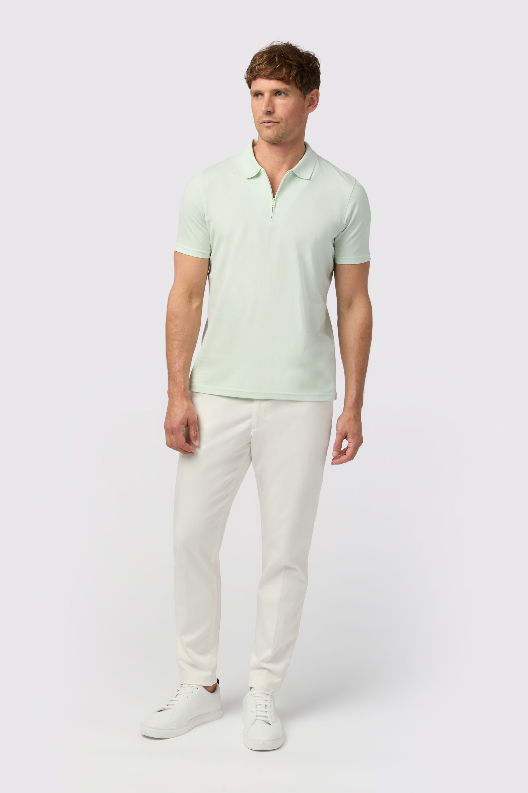 Melka Melka Men's Quarter Zip Jersey Polo in Light Green - 2