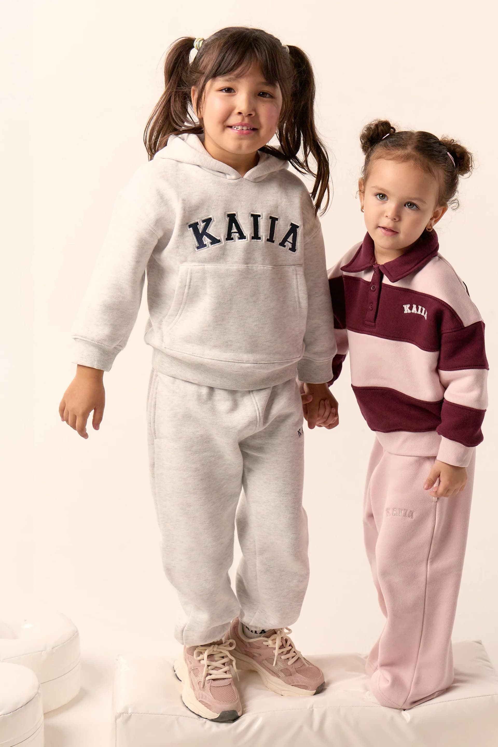 Kaiia Kaiia Kids Logo Cuffed Joggers Light Grey Marl & Navy