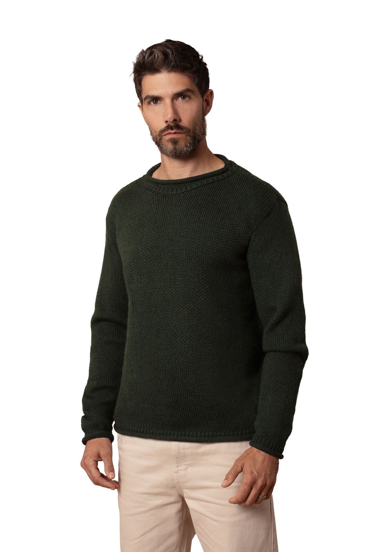 Celtic & Co Celtic & Co Men's Tex Stitch Crew Sweater in Bottle Green