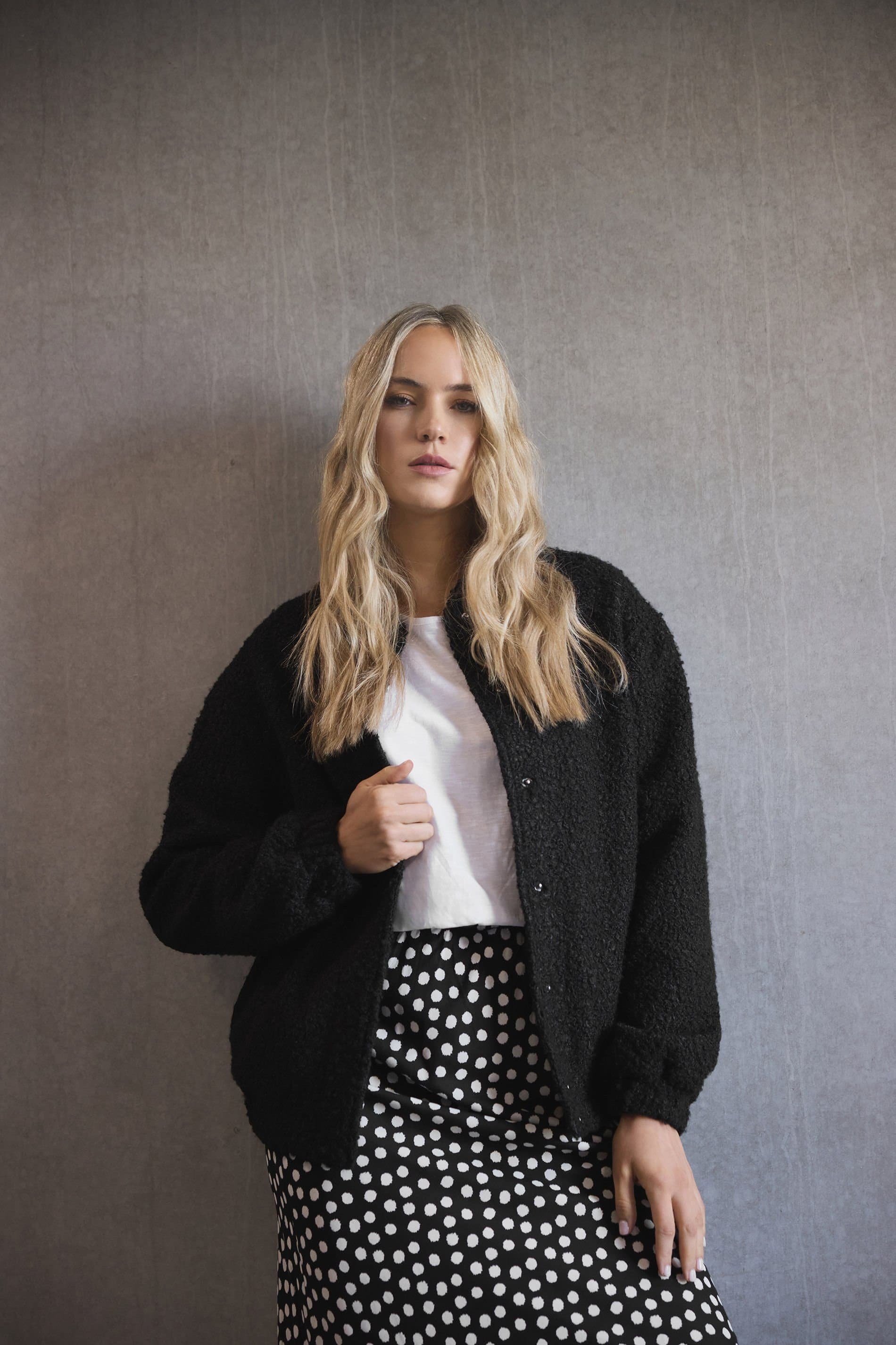 Long Tall Sally Long Tall Sally Black Boucle Bomber Jacket