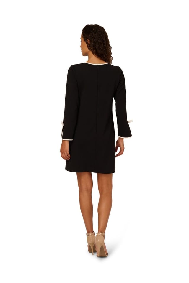Adrianna Papell Adrianna Papell Women's Long Sleeve Crepe Short Dress in Black - 3