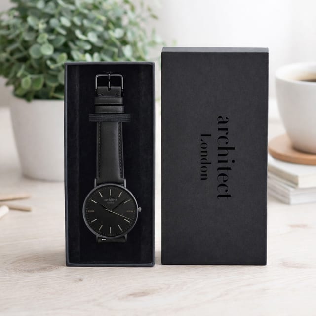 Wear We Met Wear We Met Men's Personalised Architect London Minimalist Watch - Engraved in Black - 3