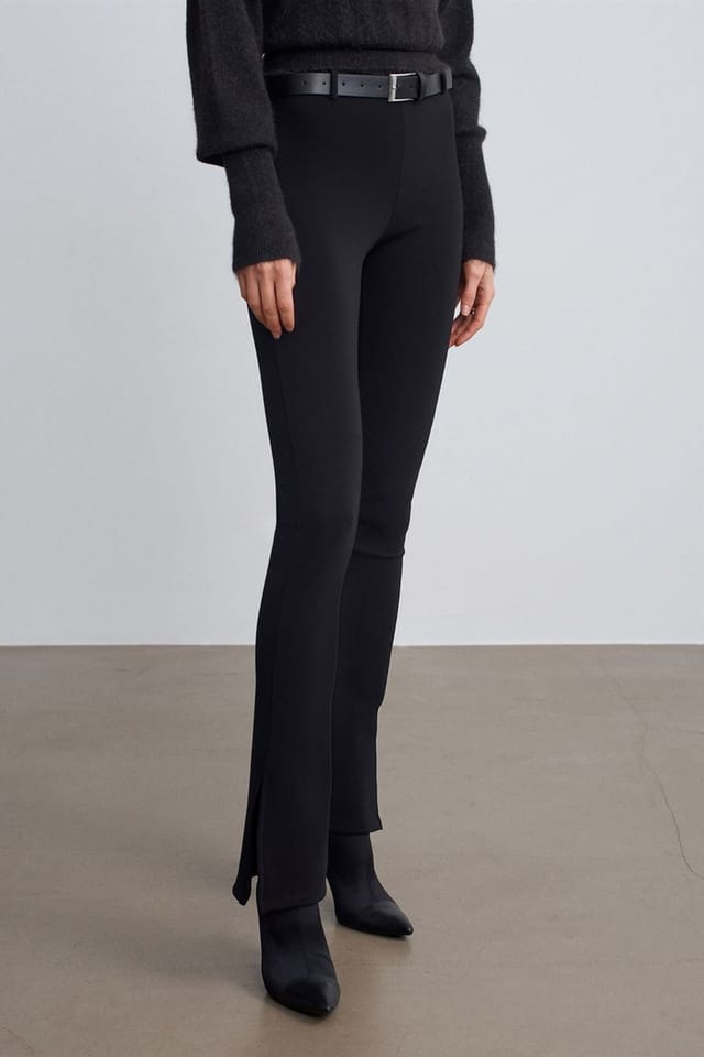 Dilvin Dilvin Women's Belted Skinny Flare Pants in Black - 3