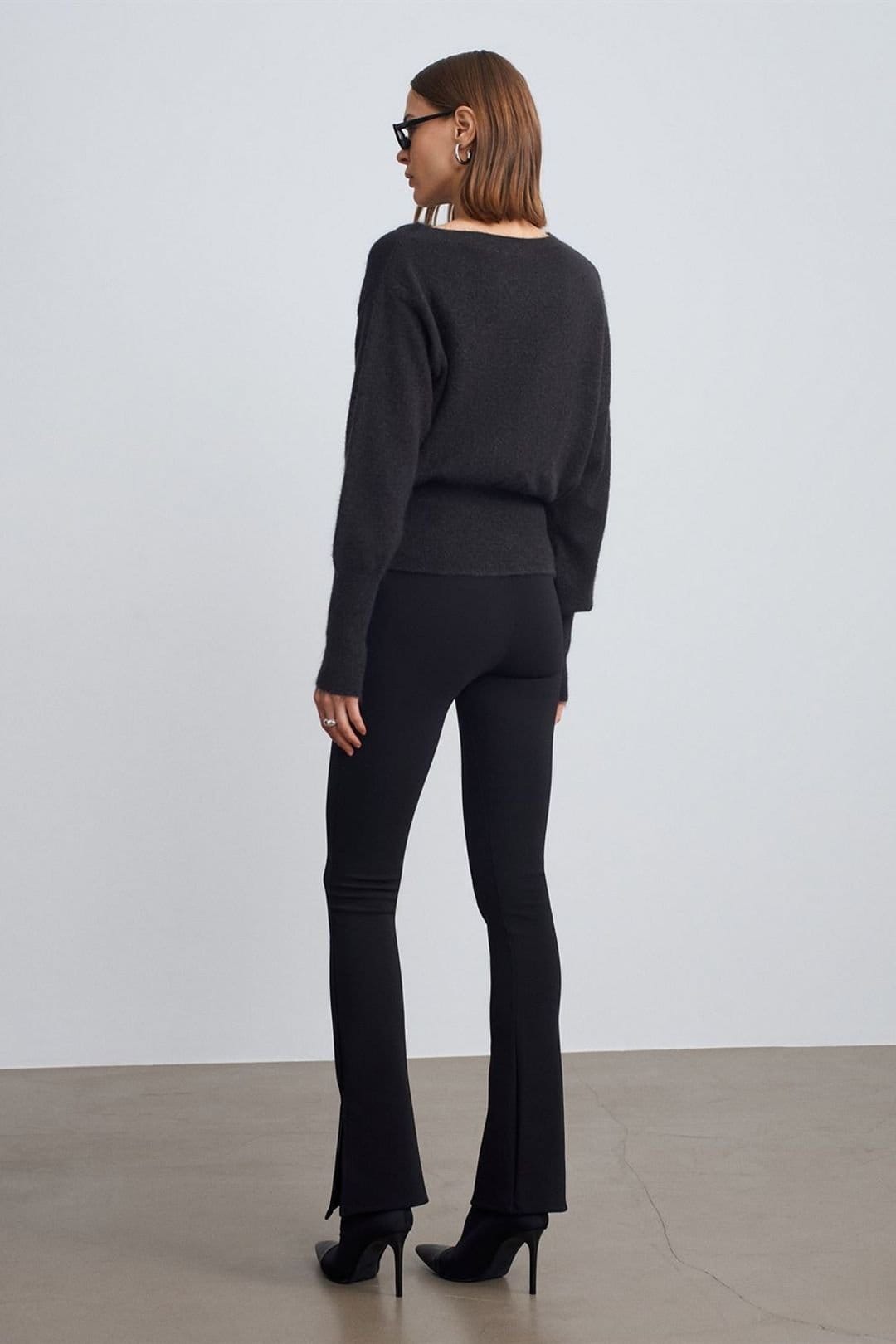 Dilvin Dilvin Women's Belted Skinny Flare Pants in Black - 4