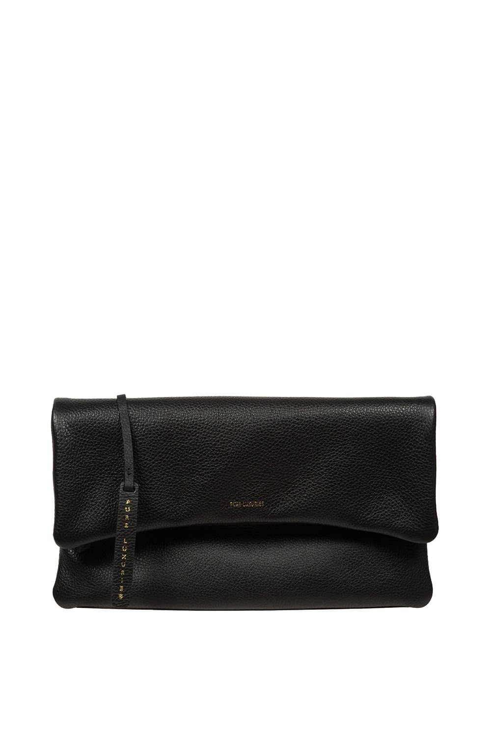 Pure Luxuries London Pure Luxuries London Black Leather Clutch Bag