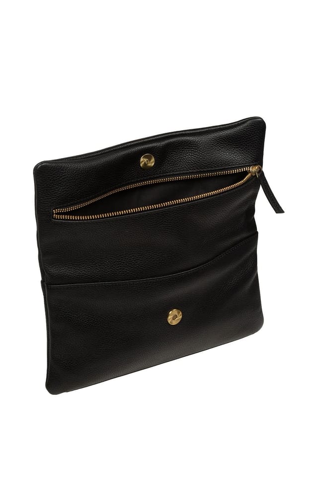 Pure Luxuries London Pure Luxuries London Women's 'Audrina' Leather Clutch Bag in Black - 3