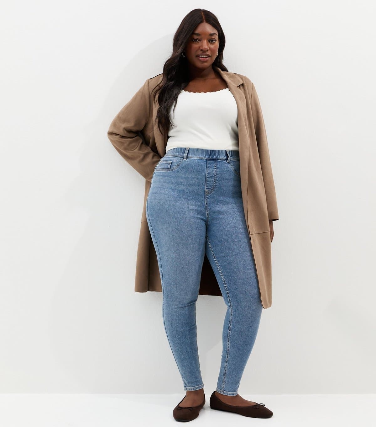 New Look Women's Plus Size Mid Blue Emilee Jeggings Curves New Look