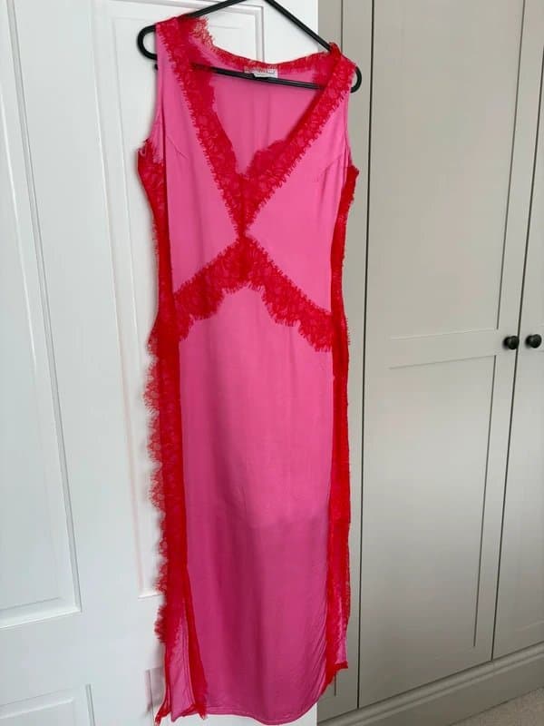Never Fully Dressed Never fully dressed colour clash satin and lace dress