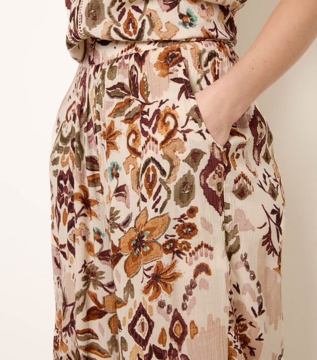 Blue Vanilla Women's Brown Floral Print Wide Leg Trousers Blue Vanilla New Look - 3
