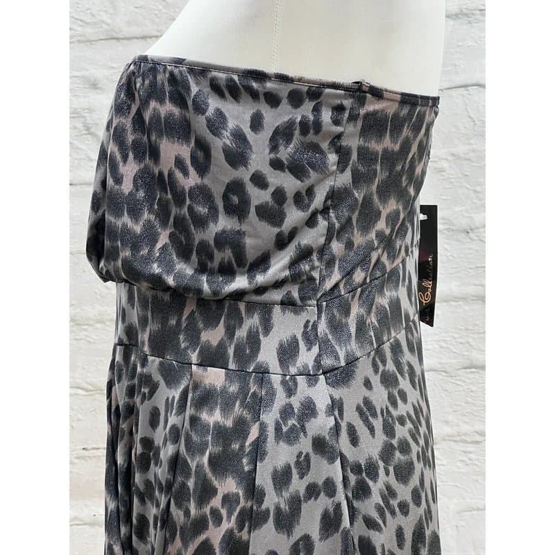E-vie E-vie Bubble Skater Dress Size 18 Fit 16 Grey Animal Print Strapless Bandeau New