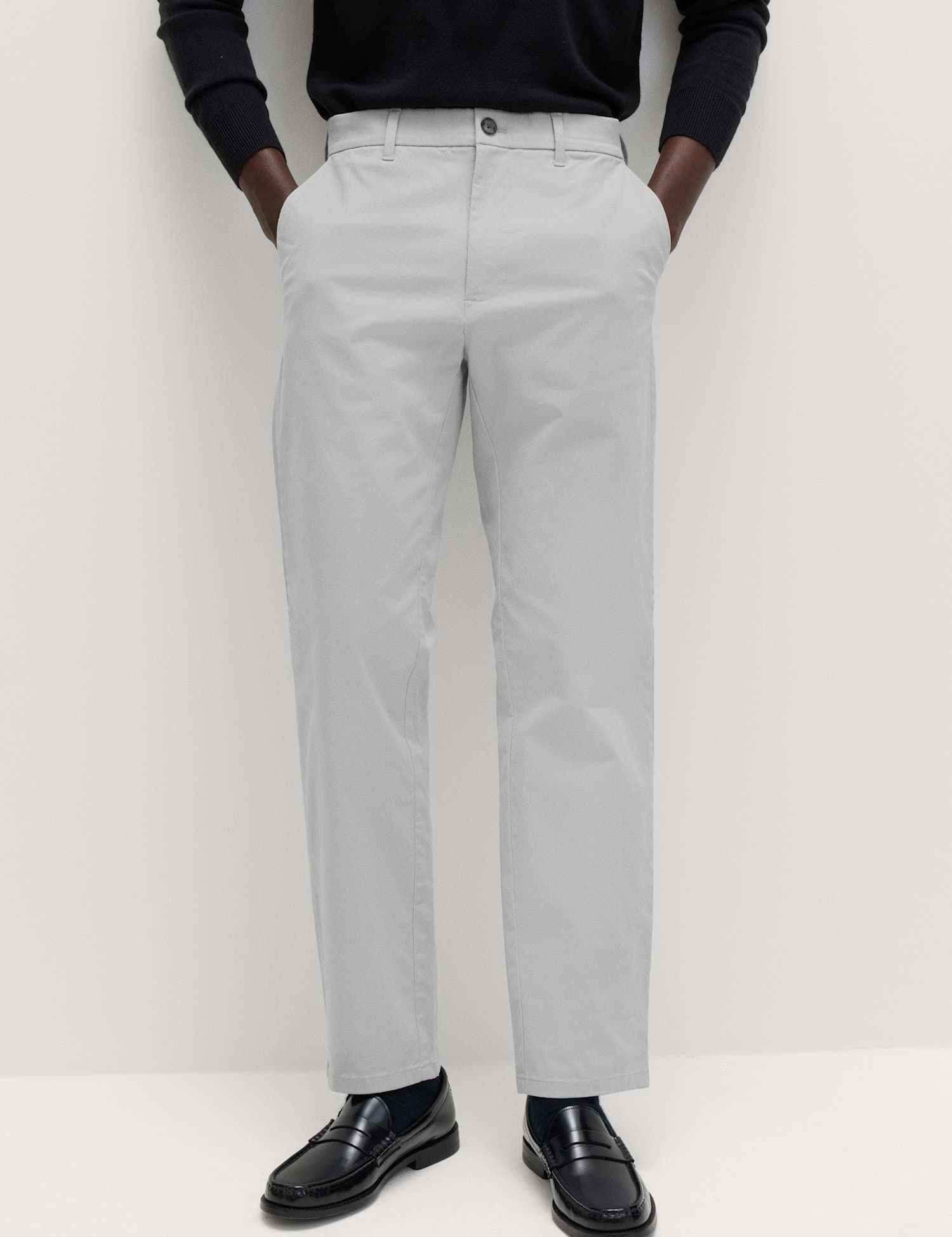 Marks & Spencer M&S Regular Fit Stretch Chinos Silver