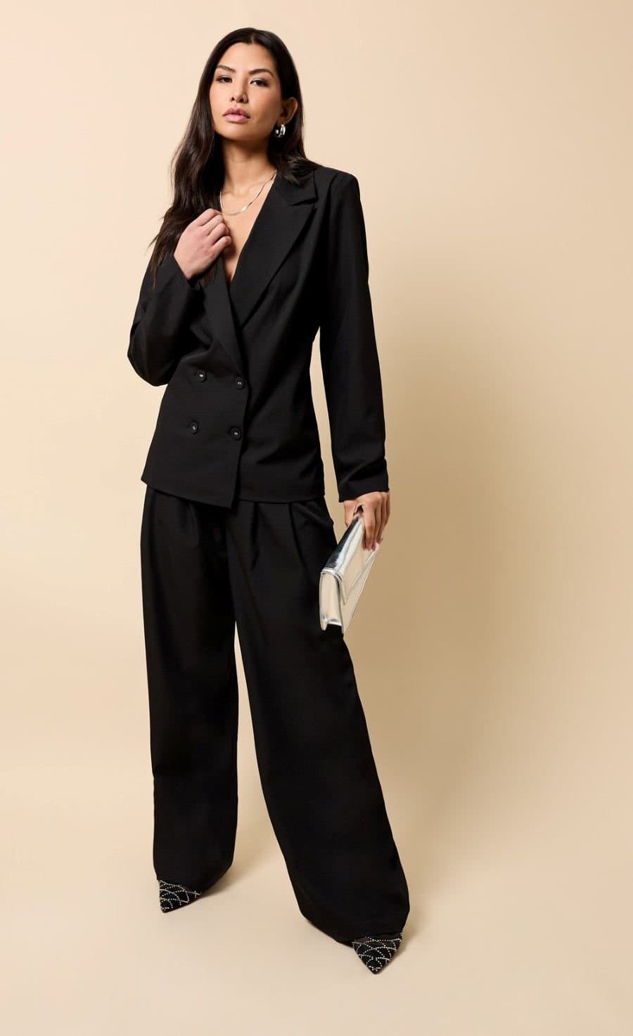 Little Mistress Little Mistress Black Wide-Leg Trousers