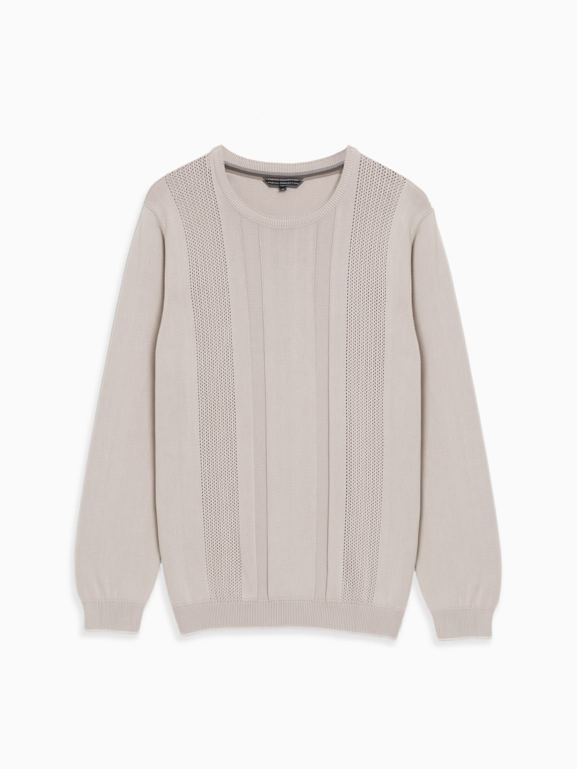 French Connection Link Stitch Stone Crew Neck Jumper Dark Sand