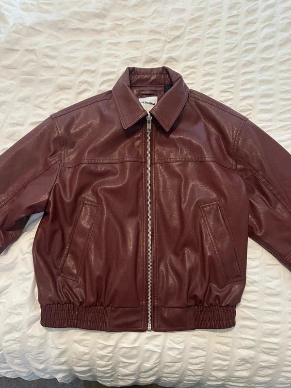 Bershka Bershka burgundy leather jacket