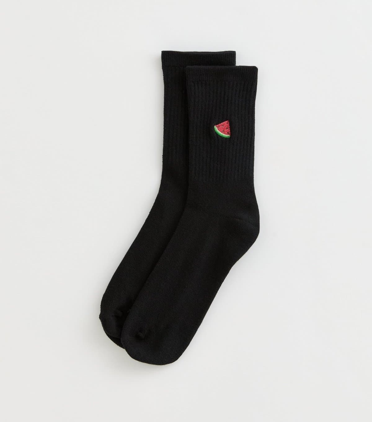 New Look Black Watermelon Embroidered Ankle Socks New Look