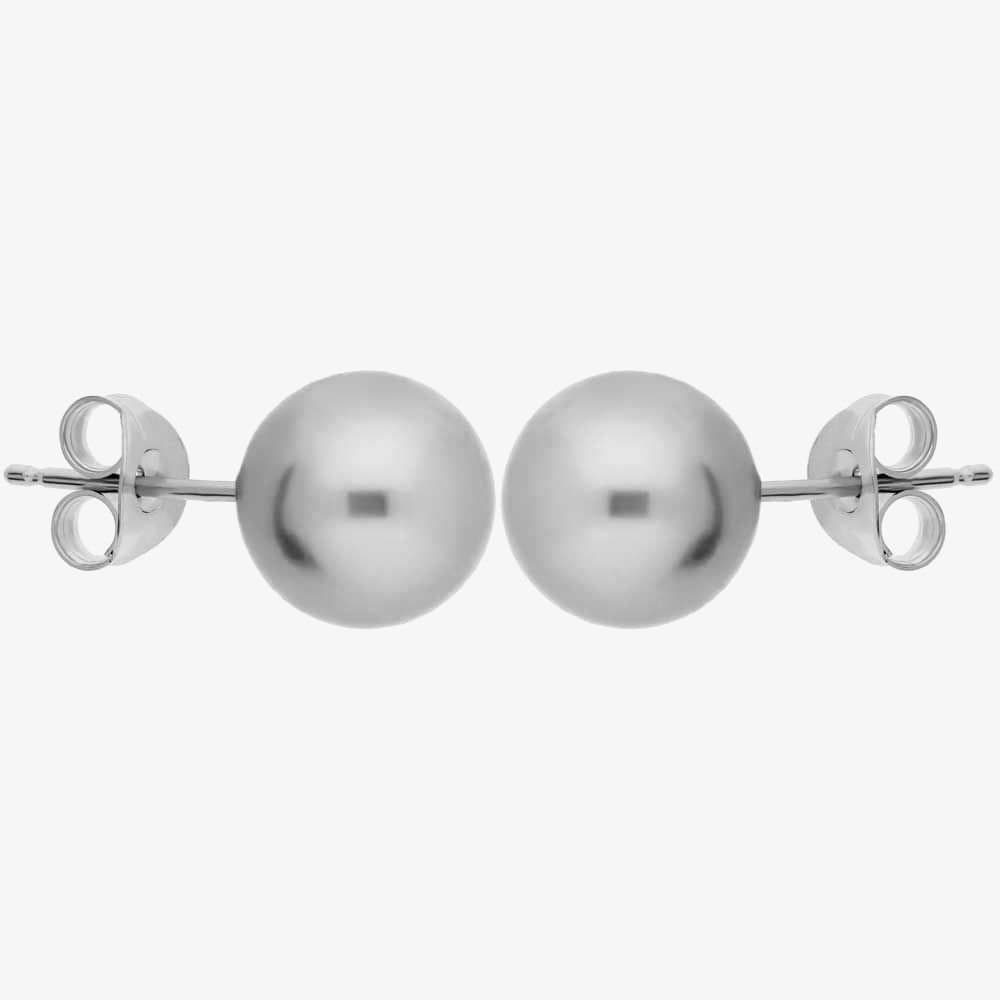 T.H.Baker T.H.Baker Grey Freshwater Pearl Stud Earrings in White Gold
