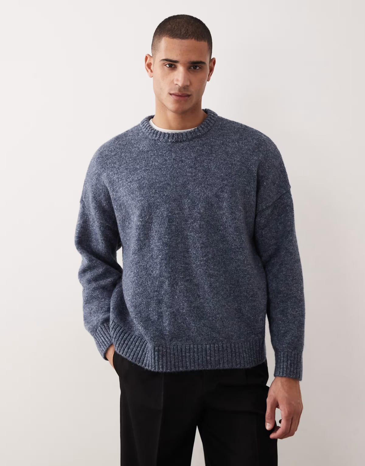 ASOS ASOS DESIGN super oversized boxy knitted jumper in denim blue - 1