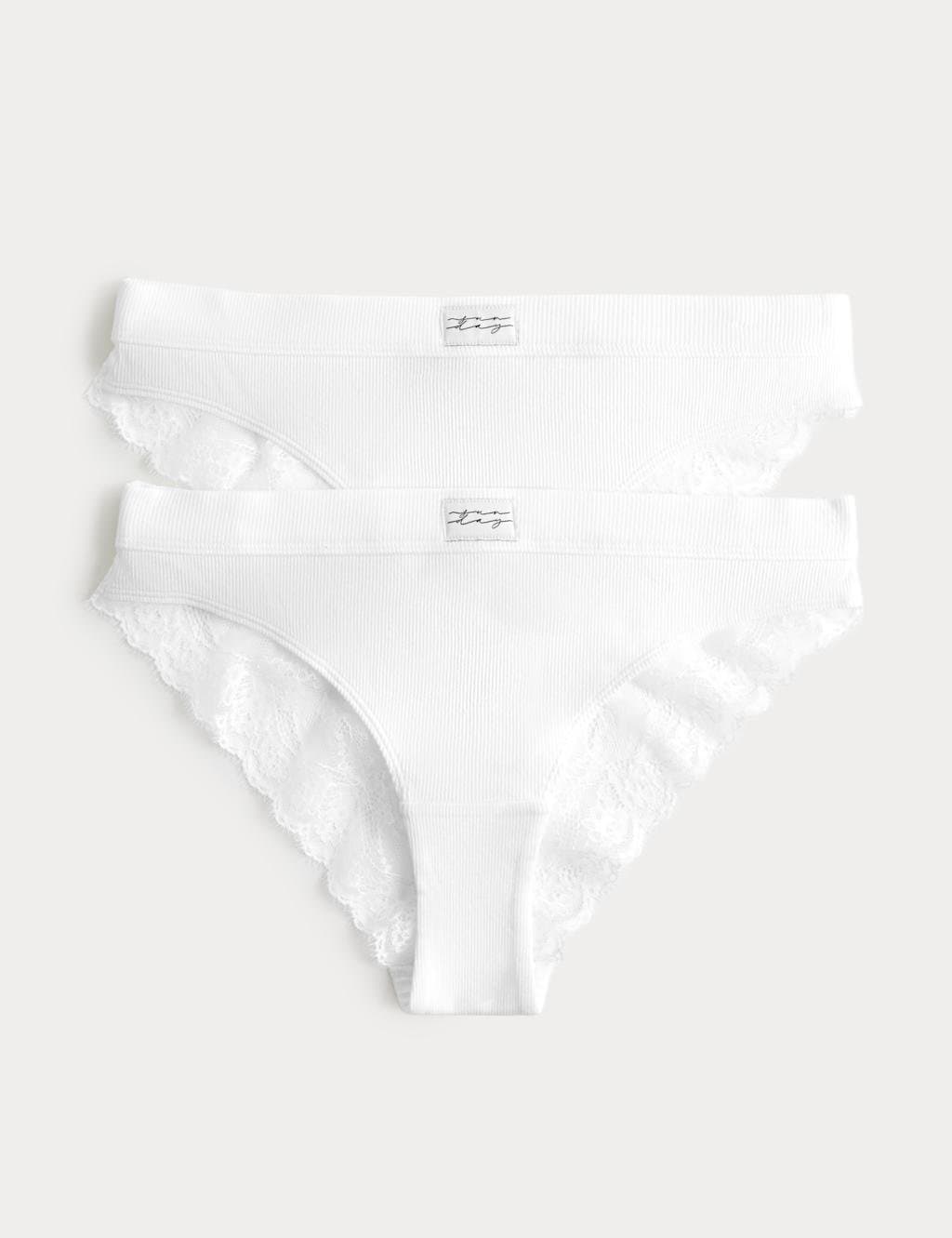 Marks & Spencer M&S 2 Pack Juni Cotton Rib Brazilian Knickers White